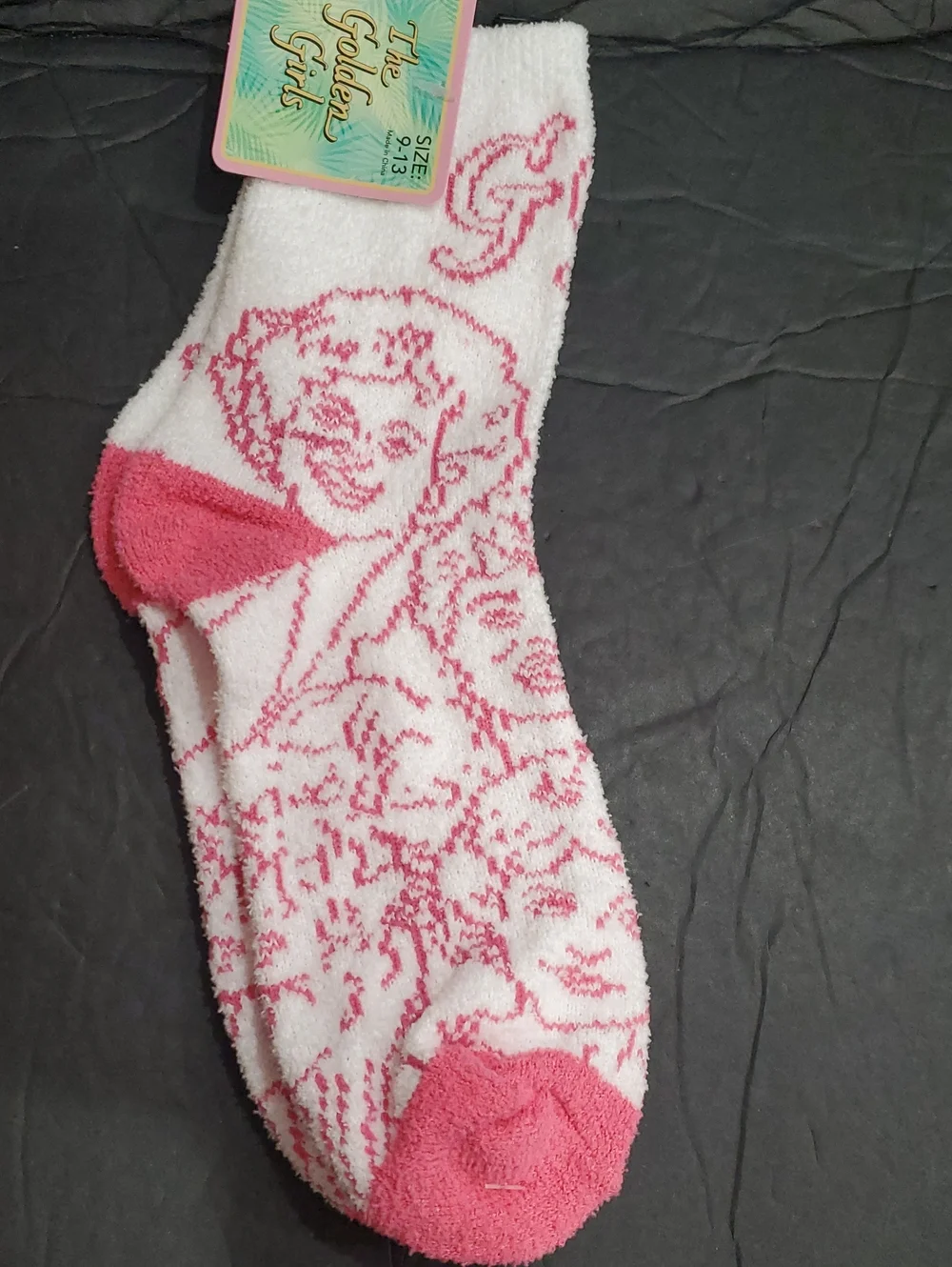 The Golden Girls pink and white cozy fuzzy crew socks brand new